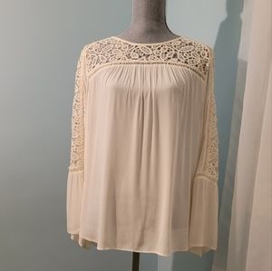 Embroidered Lace Sheer Chiffon Top